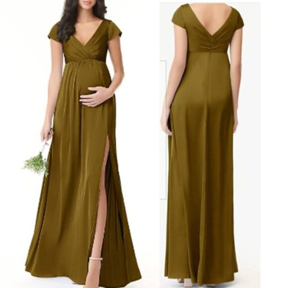 AZAZIE Women's Stretch Maternity Dress Satin Elegant Formal Flowy Martini